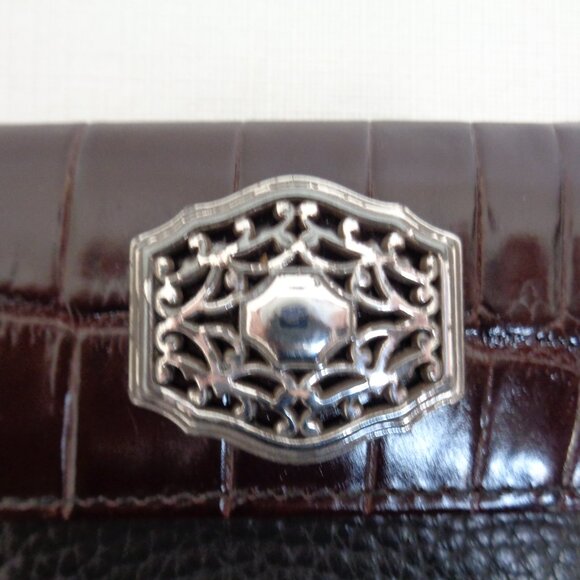 BRIGHTON Vintage Croc Embossed Wallet Snap Bifold - Picture 12 of 13